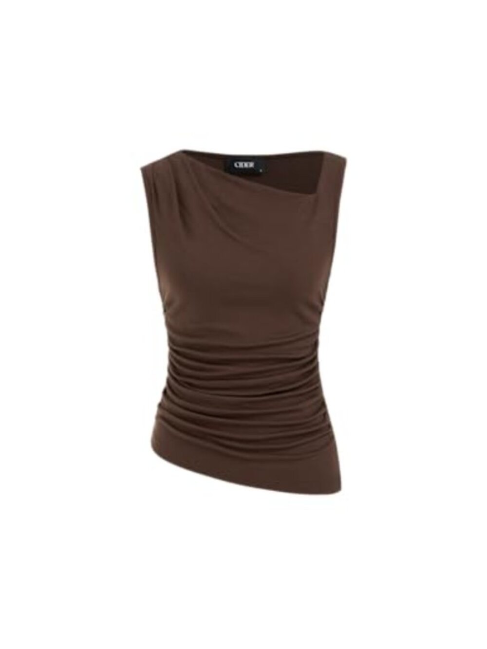 Off The Shoulder Ruched Asymmetrical Neck Sleeveless Crop Tank Top